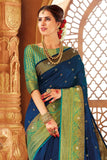 Banarasi Saree Denim Blue Woven Banarasi Saree saree online