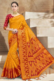 Fire Orange Banarasi Saree