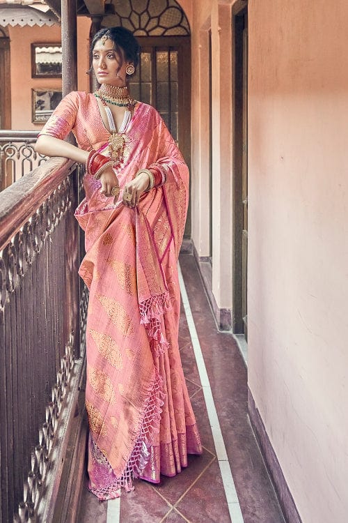 pink banarasi saree