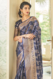 Flint Grey Zari Woven Banarasi Saree