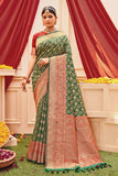 green banarasi saree