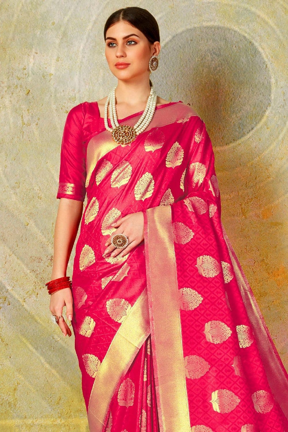 Banarasi Saree French Rose Pink Woven Banarasi Brocade Saree saree online