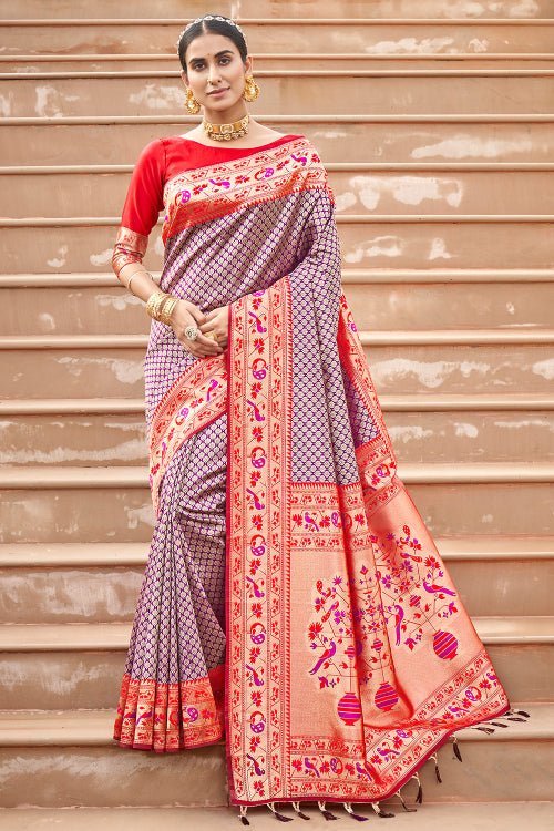 purple banarasi saree