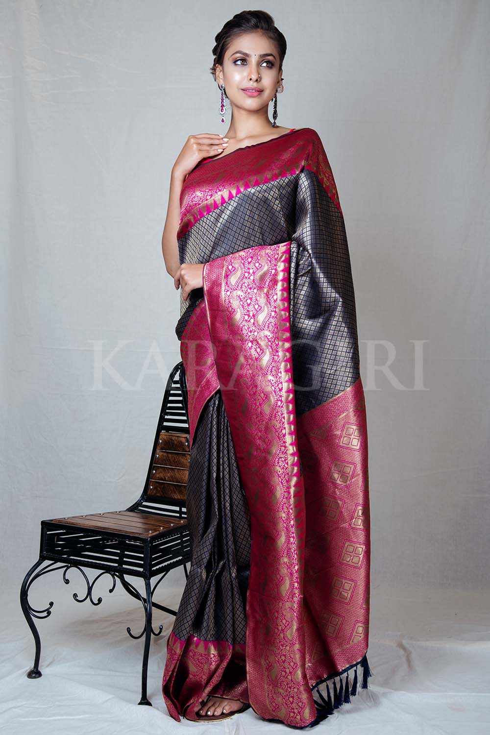 grey banarasi saree