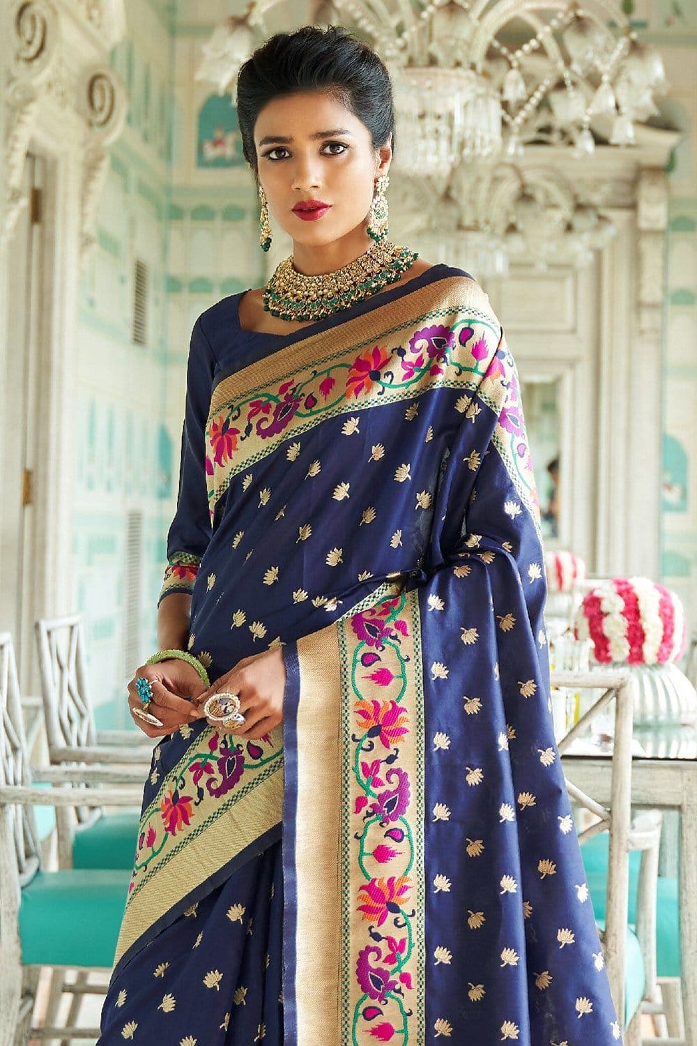 Banarasi Saree Gorgeous Denim Blue Banarasi Saree saree online