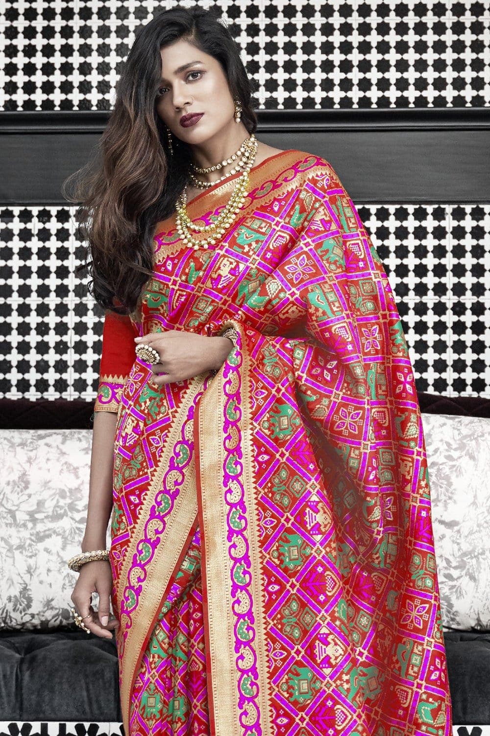 Banarasi Saree Gorgeous Hot Pink Banarasi Saree saree online