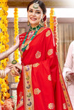 Banarasi Saree Gorgeous Scarlet Red Banarasi  Saree saree online