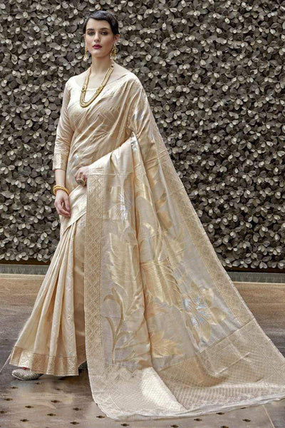 Amazon.com: Saree for Women's Indian Banarasi Brocade Design Silk Sari With  Unstitched Blouse : Clothing, Shoes & Jewelry