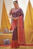 purple banarasi saree