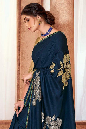 Buy Lapis Blue Silk Saree online-Karagiri – Karagiri Global