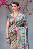 Banarasi Saree Grey - Pink Woven Banarasi Brocade Saree saree online