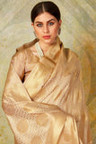 Banarasi Saree Honeysuckle White Woven Banarasi Brocade Saree saree online