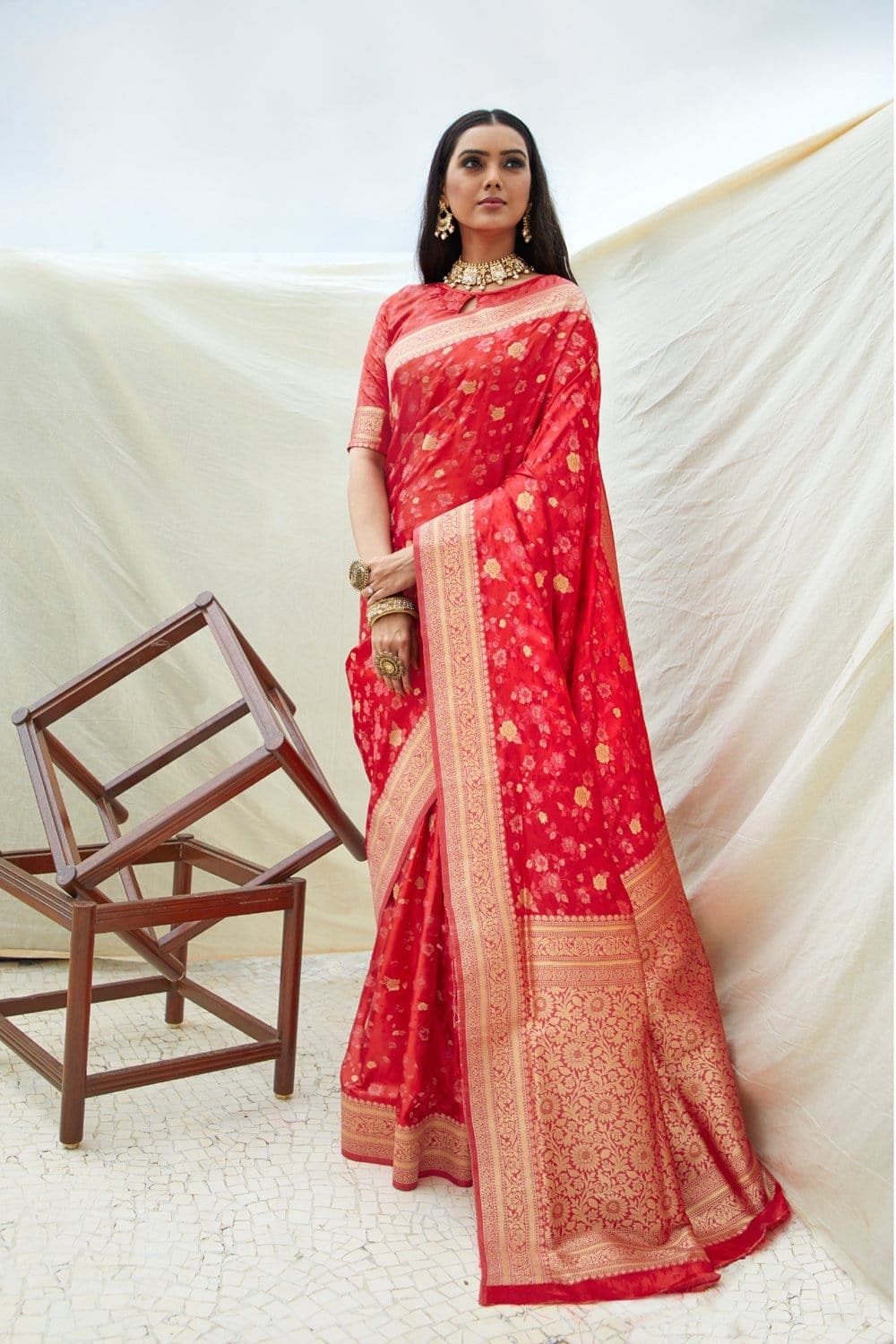Banarasi Saree Imperial Red Zari Woven Banarasi Saree saree online