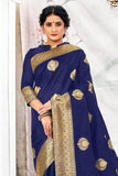 Banarasi Saree Indigo Blue Zari Motif Banarasi Saree saree online