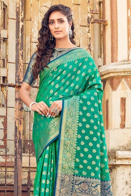 Banarasi Saree Jade Green Small Butta Woven Banarasi Saree saree online