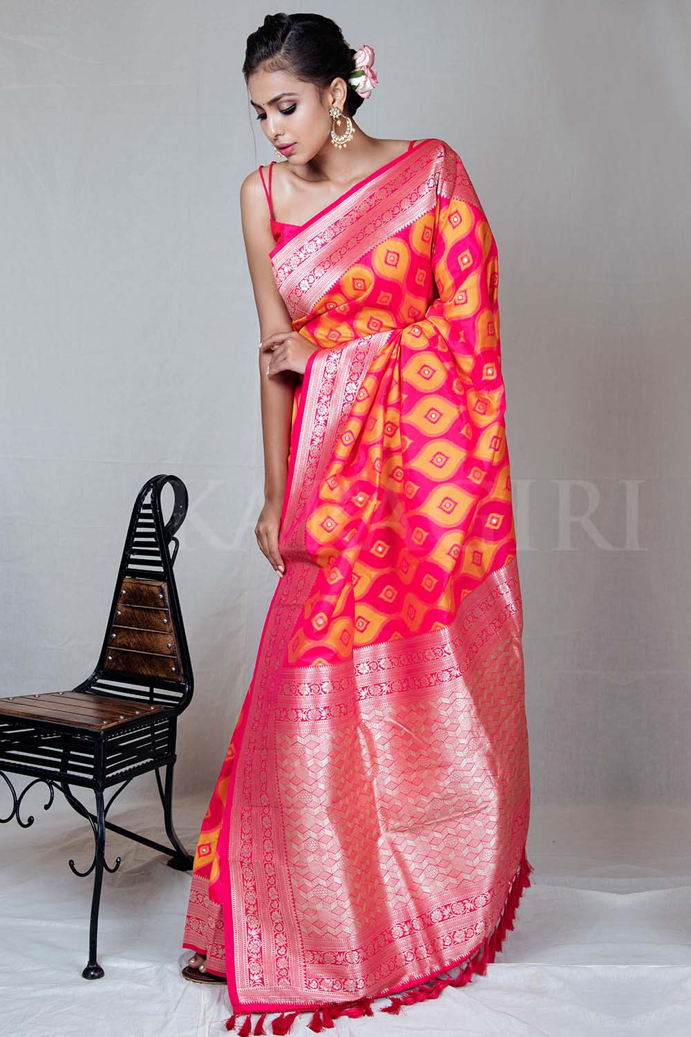 pink banarasi saree