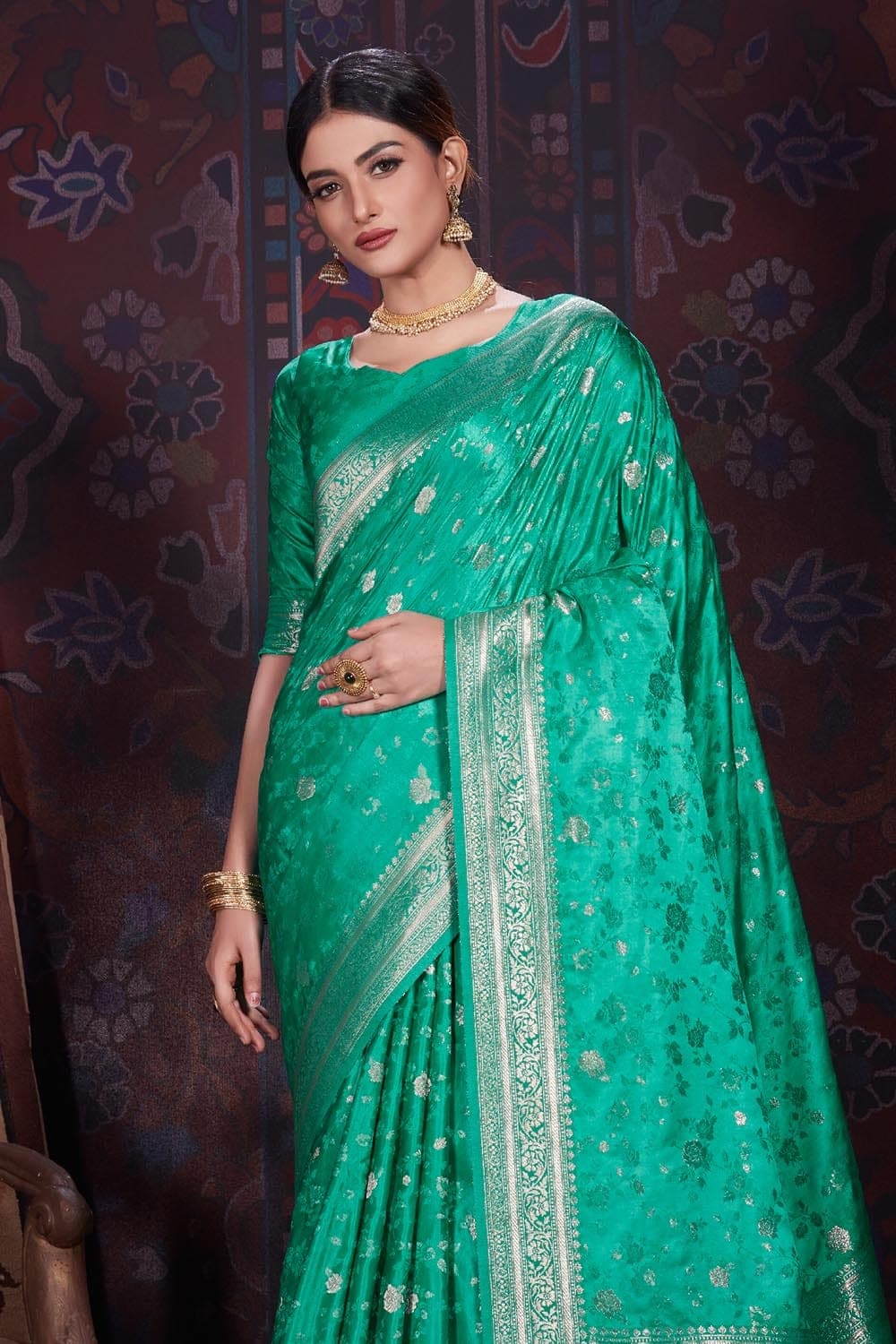 Jungle Green Banarasi Saree