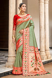 green banarasi saree