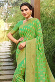 Kelly Green Zari Butta Banarasi Saree