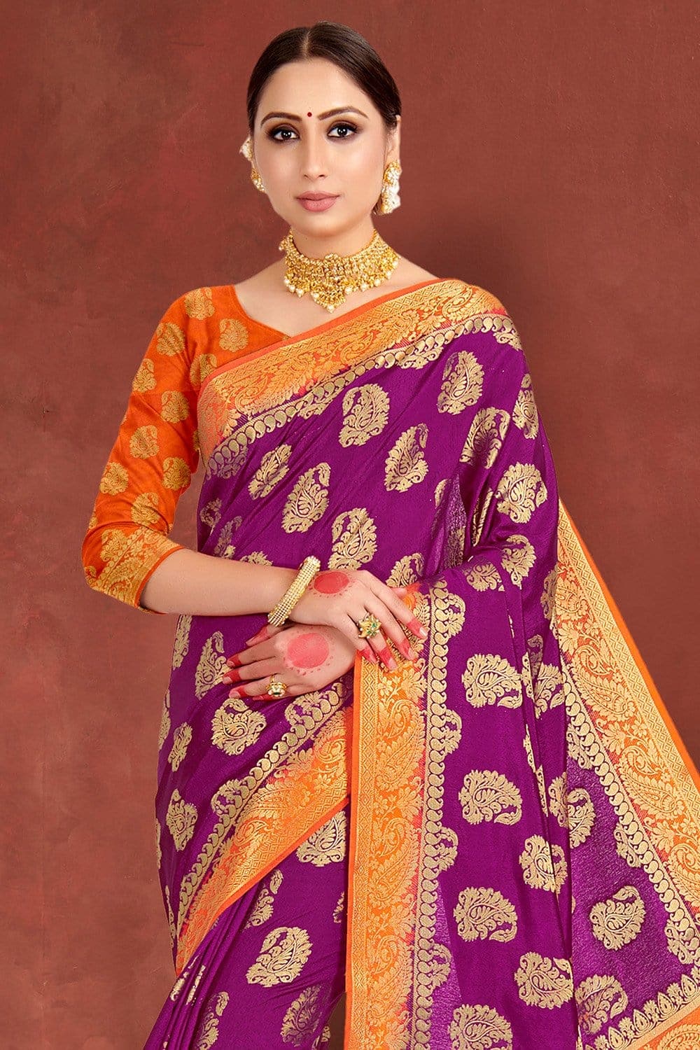 Lollipop Purple Zari Butta Saree