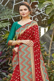 red banarasi saree