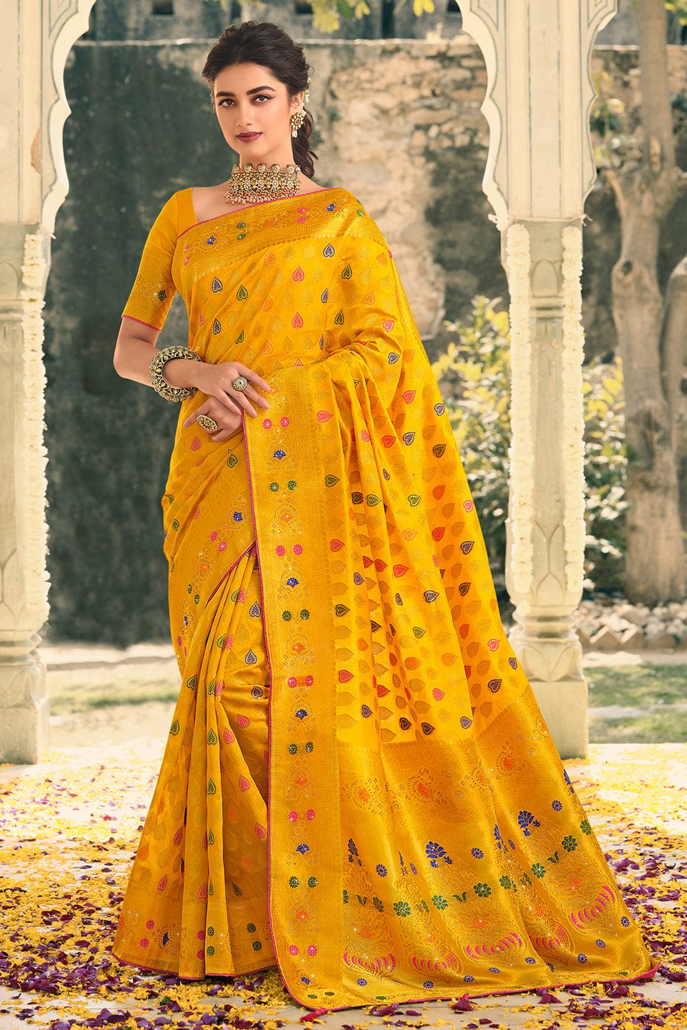 yellow saree