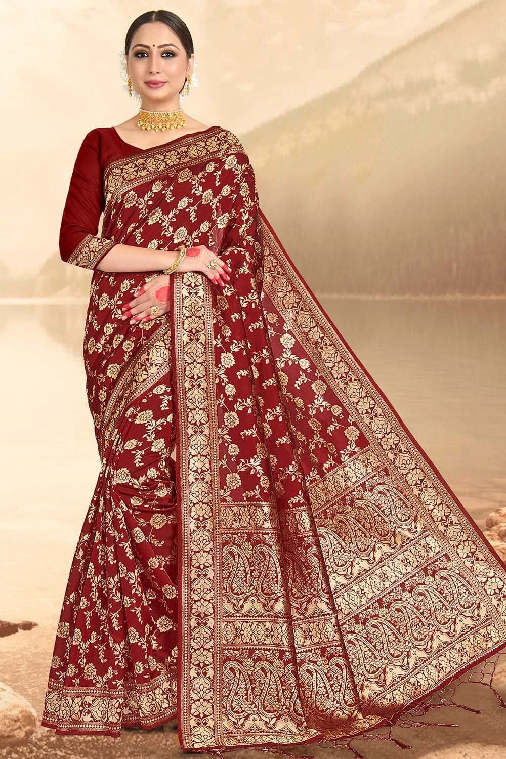 RED | MAROON SAREES – Trendy Touch Boutique