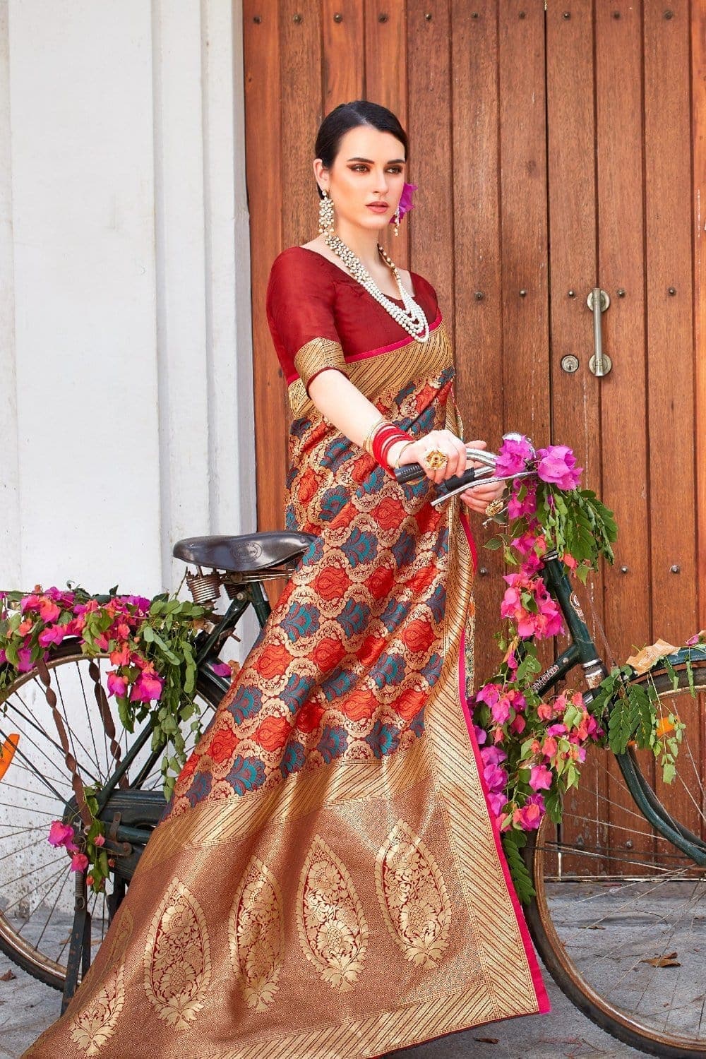 Banarasi Saree Maroon Woven Banarasi Brocade Saree saree online