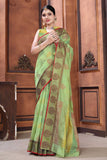 green banarasi saree