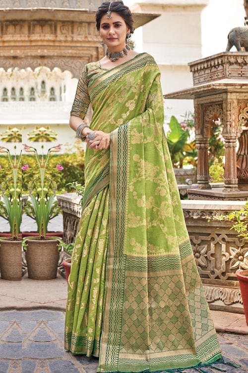 green banarasi saree