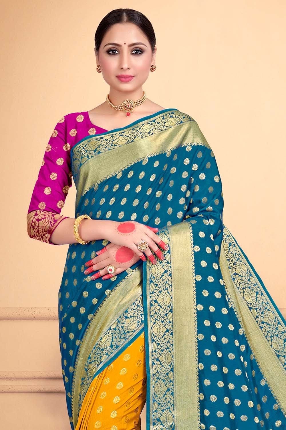 Yellow Designer Half Sari - Saree Blouse Patterns