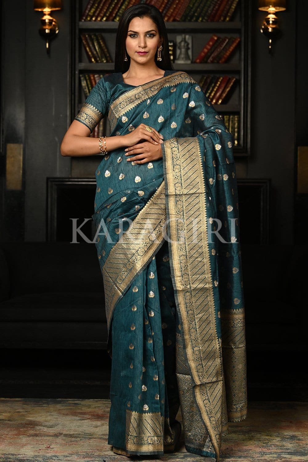 Banarasi Saree Ocean Blue Banarasi Saree saree online