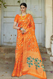 Orange woven banarasi brocade Saree - Buy online on Karagiri - Free shipping to USA