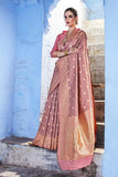 Pale purple golden woven Banarasi Brocadesilk Saree - Buy online on Karagiri - Free shipping to USA