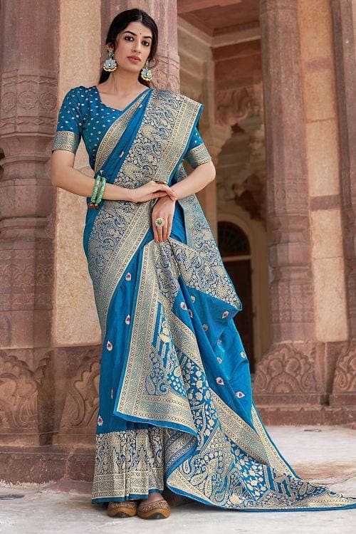 Banarasi Saree Palladian Blue Banarasi Saree saree online