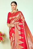 Banarasi Saree Pastel Red Zari Woven Banarasi Saree saree online