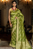 green banarasi saree