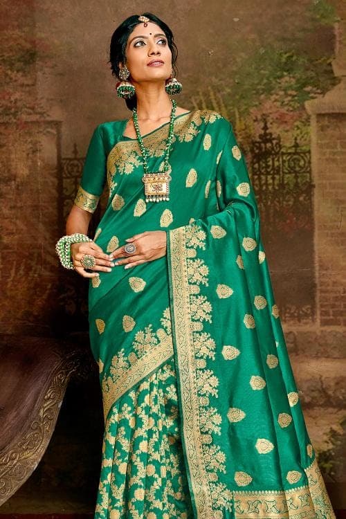 Banarasi Saree Pine Green Banarasi Saree saree online