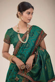 green tanchoi banarasi saree