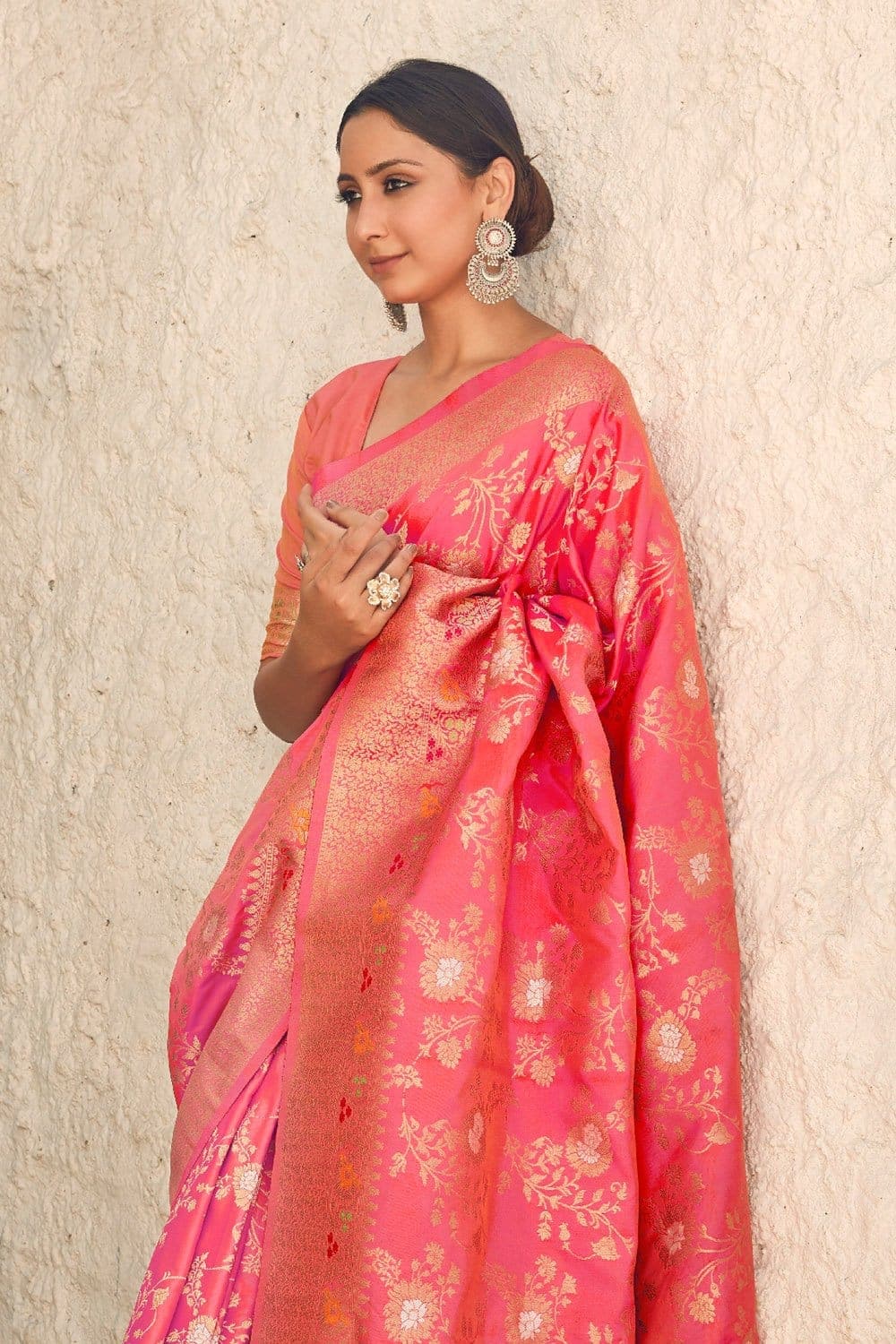 Punch Pink Banarasi Saree