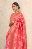 Punch Pink Banarasi Saree