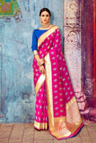 Rani pink Banarasi Brocade silk Saree - Buy online on Karagiri - Free shipping to USA