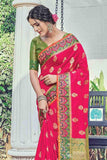 Raspberry Red Zari Banarasi Saree