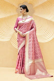 Rich pink Banarasi brocade silk Saree - Buy online on Karagiri - Free shipping to USA