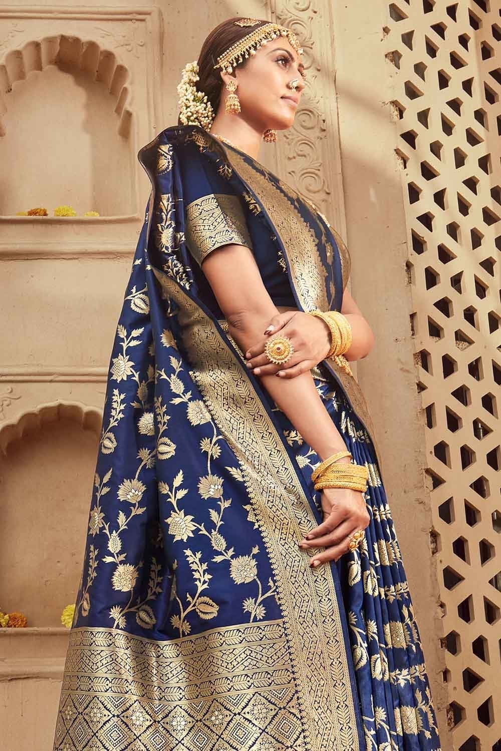 Turquoise Blue Banarasi Silk Saree for Wedding | Banarasi Saree Party