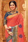 Salamander Orange Woven Banarasi Saree