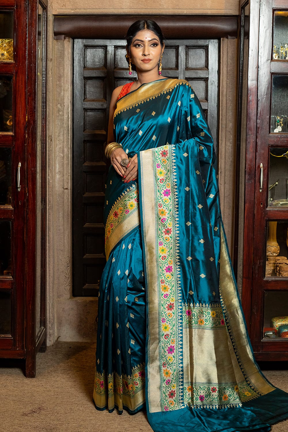 blue banarasi saree