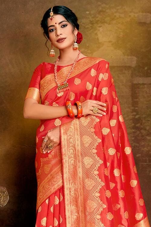 Banarasi Saree Scarlet Red Banarasi Saree saree online