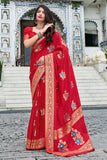 red silk saree