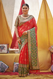 red banarasi saree